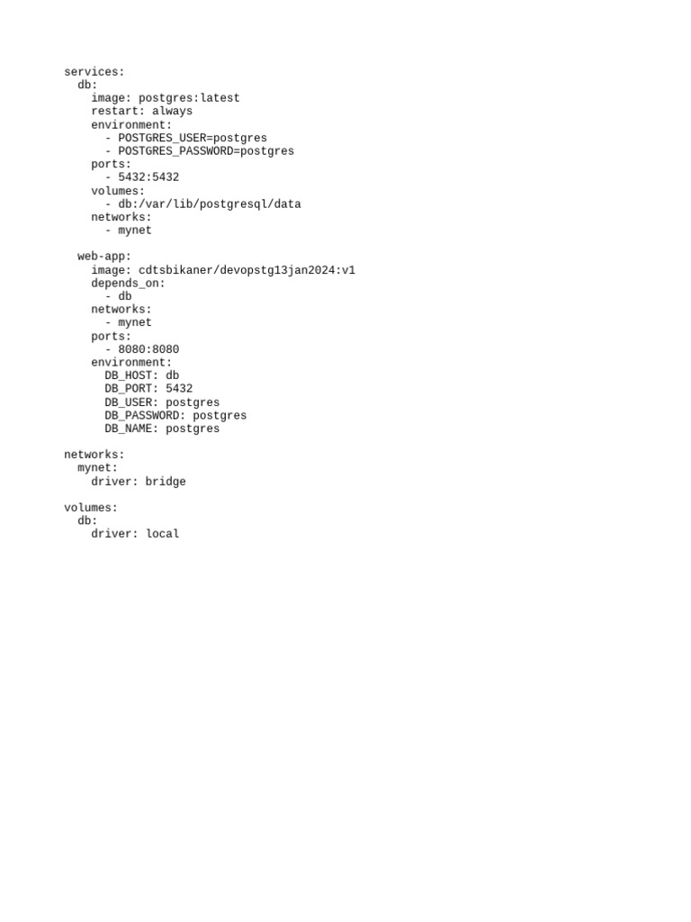 Docker Compose for PostgreSQL Setup | PDF | Computers