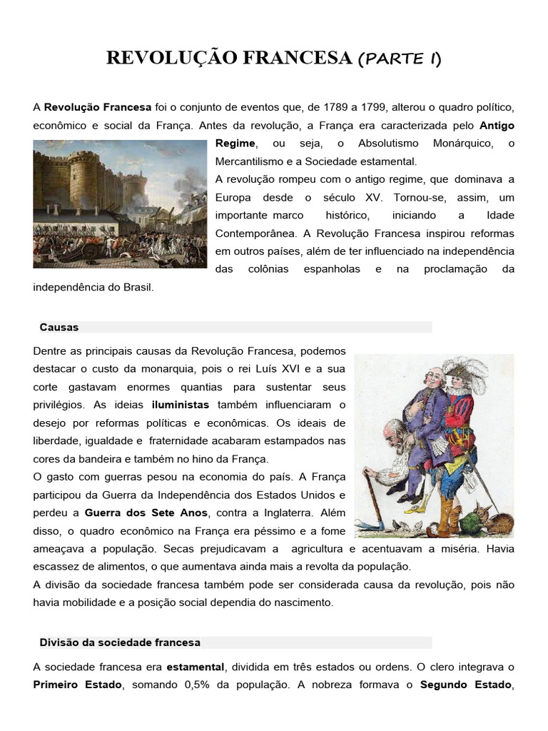 Aula His 8º Ano - Revolução Francesa | PDF | Revolução Francesa | França
