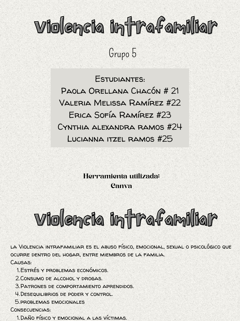 La Violencia Intrafamiliar Causas Y Consecuencias Pdf Violencia