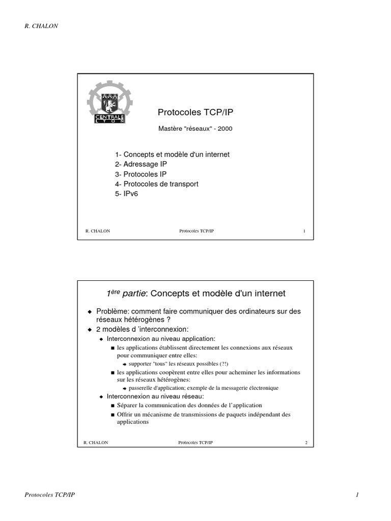 Protocoles TCP/IP et Adressage IP | PDF | Protocoles Internet | Réseau ...