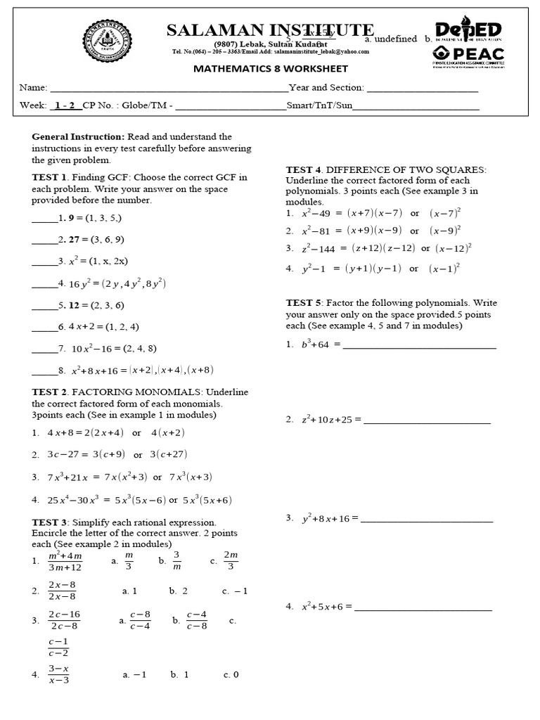 w1 - 2 Final Worksheet | PDF | Algorithms | Algebra