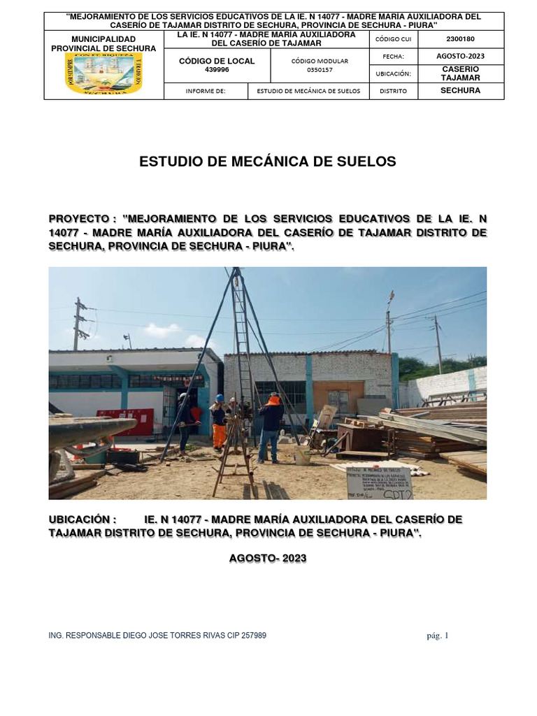 Informe De Suelos Pdf Andes Valle