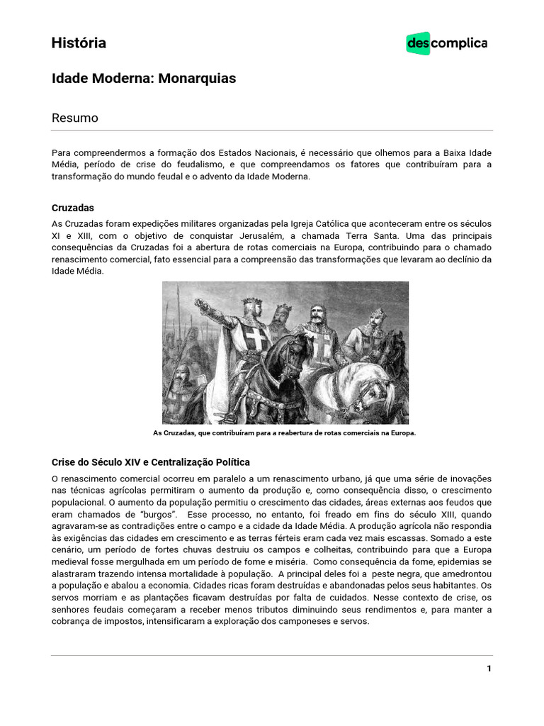 Formação das Monarquias na Idade Moderna | PDF | Feudalismo | Burguesia