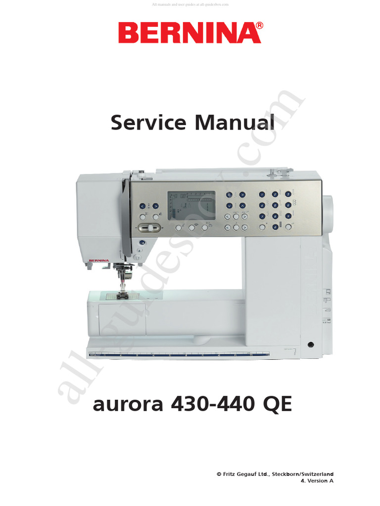 Bernina Aurora 430 Sewing Machine Service Manual PDF Electrostatic Discharge Sewing Machine