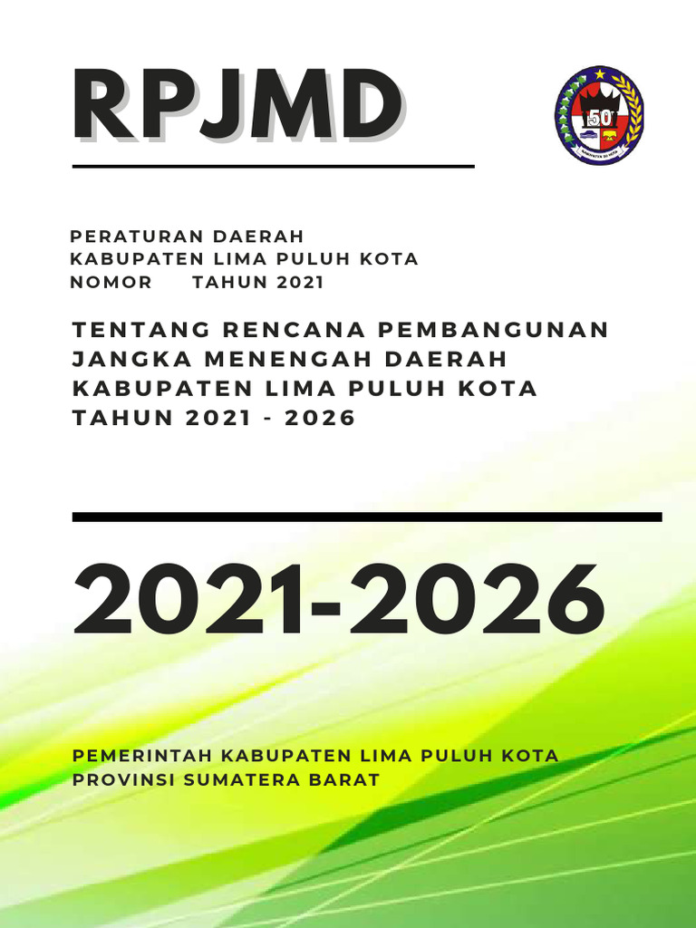 RPJMD Lima Puluh Kota 2021-2026 | PDF