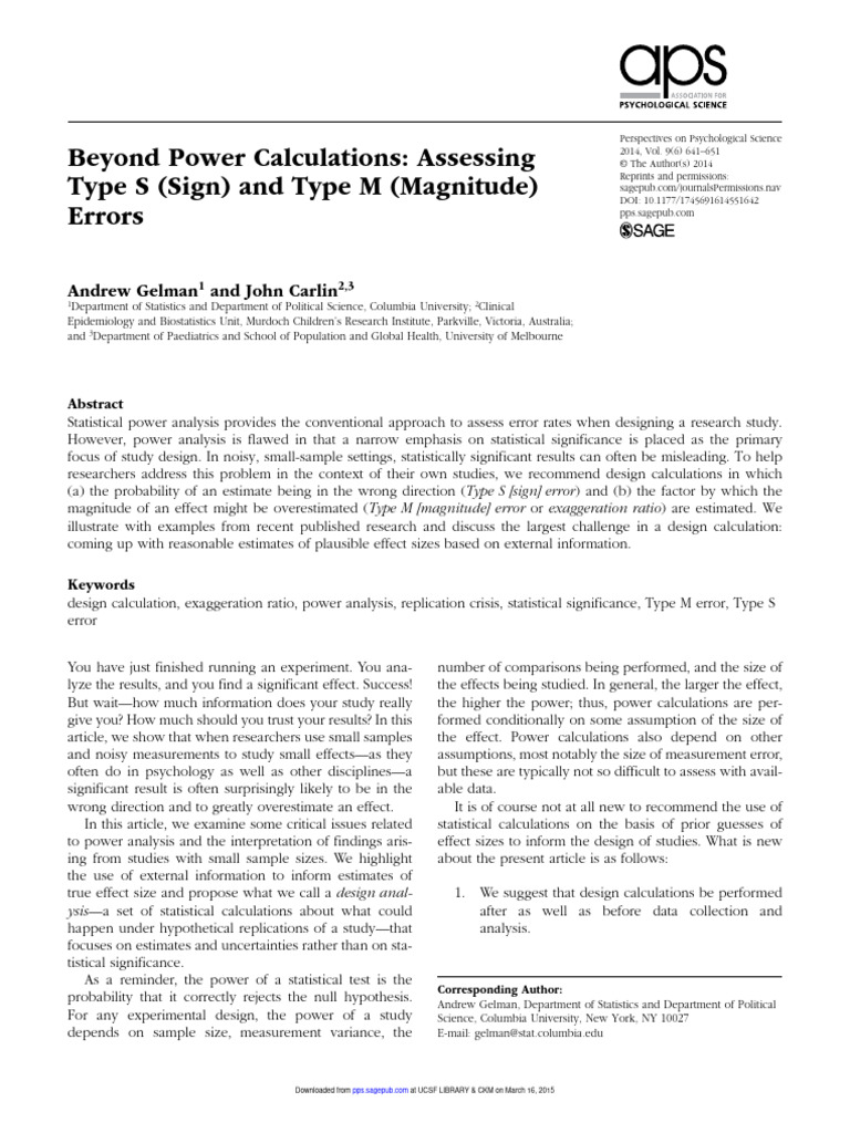 Beyond Power Calculations in Research | PDF | Effect Size | Statistics