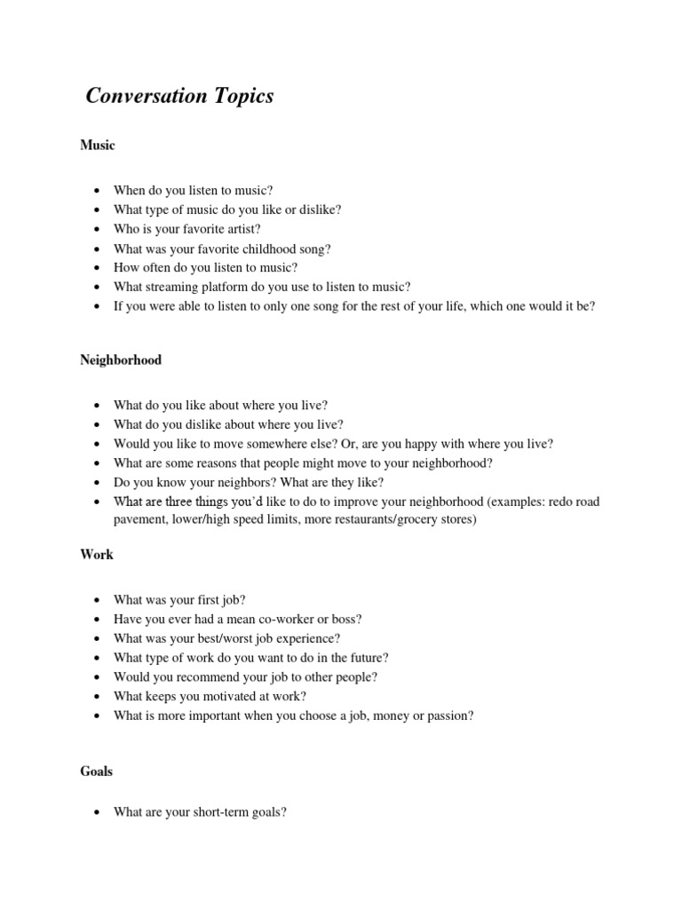 Engaging Conversation Starters Guide | PDF | Restaurants