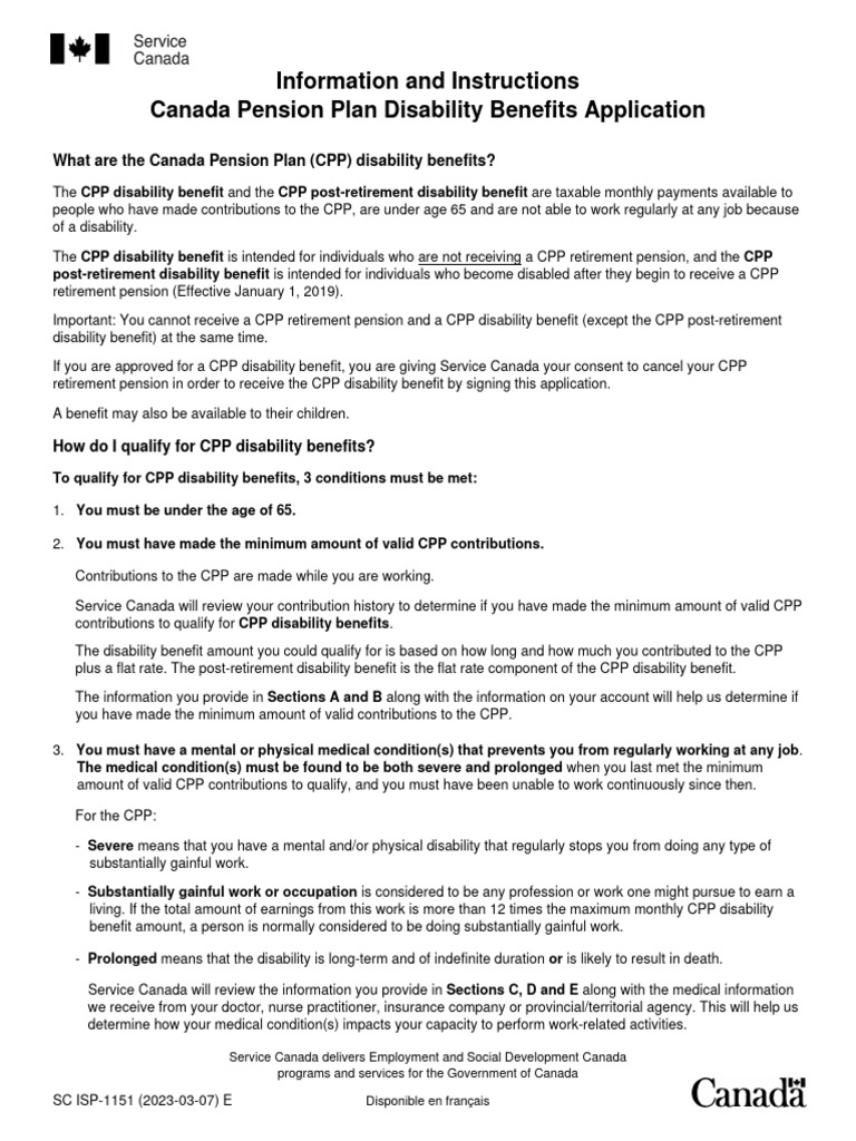 CPP Disability Benefits Application Guide | PDF | Pension | Physician