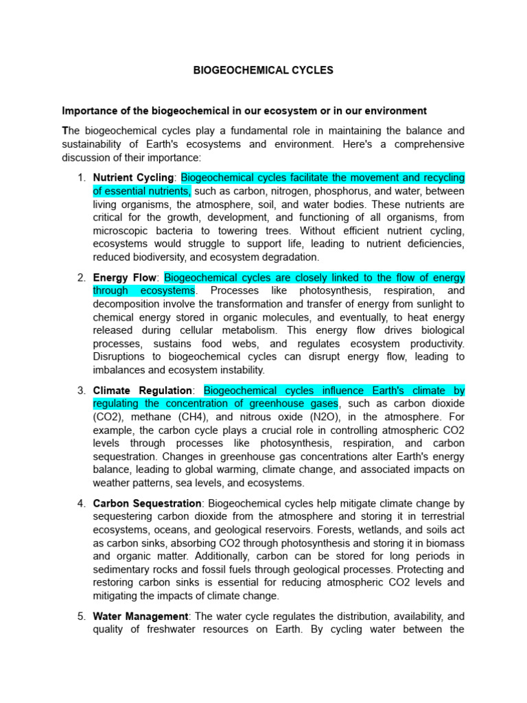 Biogeochemical Cycles Pdf Carbon Cycle Soil