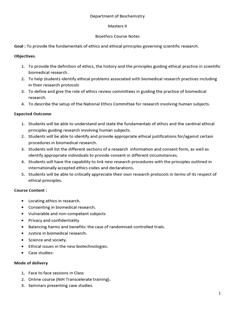 Course Notes, Bioethics - Chapter 1-3 | PDF | Self-Improvement