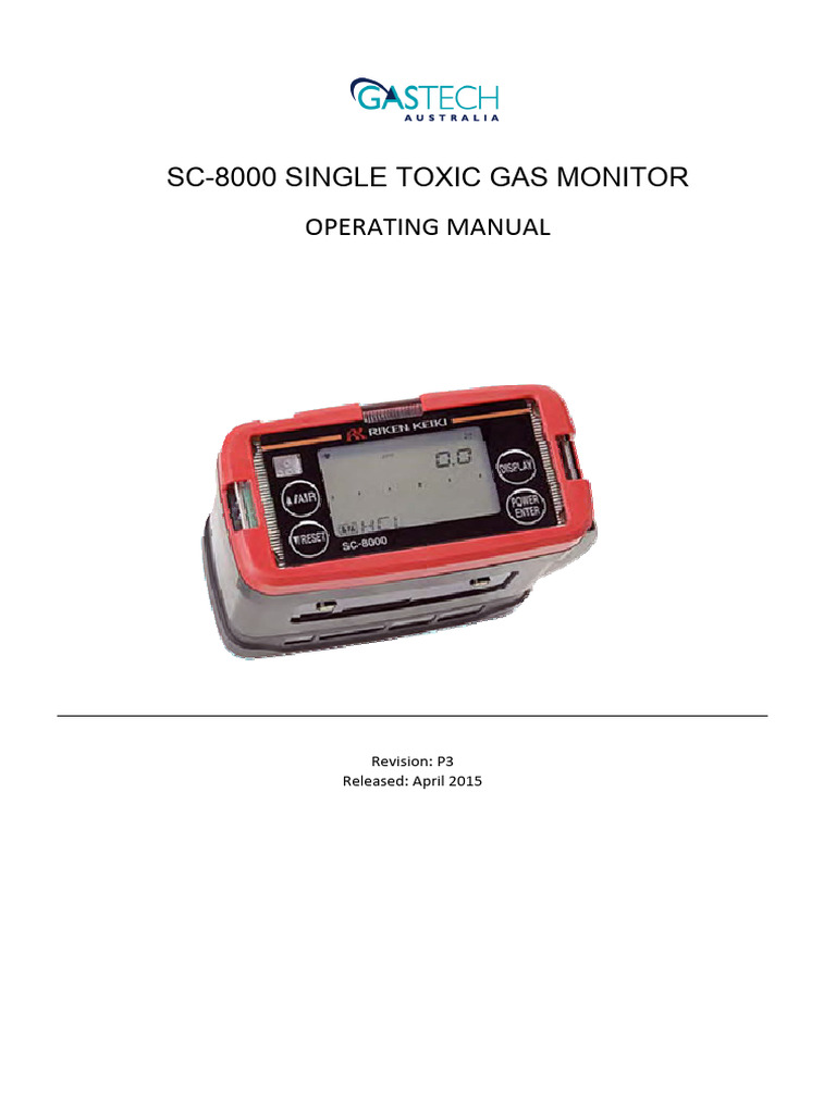 SC-8000 Toxic Gas Monitor Manual | PDF | Battery Charger | Menu (Computing)
