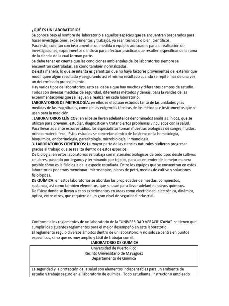 Definición y Tipos de Laboratorios | PDF | Laboratorios | Agua