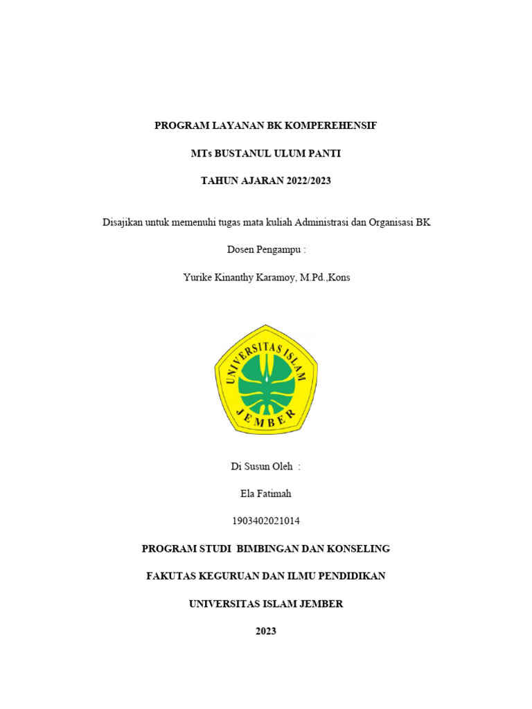 Program BK Komprehensif MTs Bustanul Ulum | PDF | Karier & Perkembangan ...