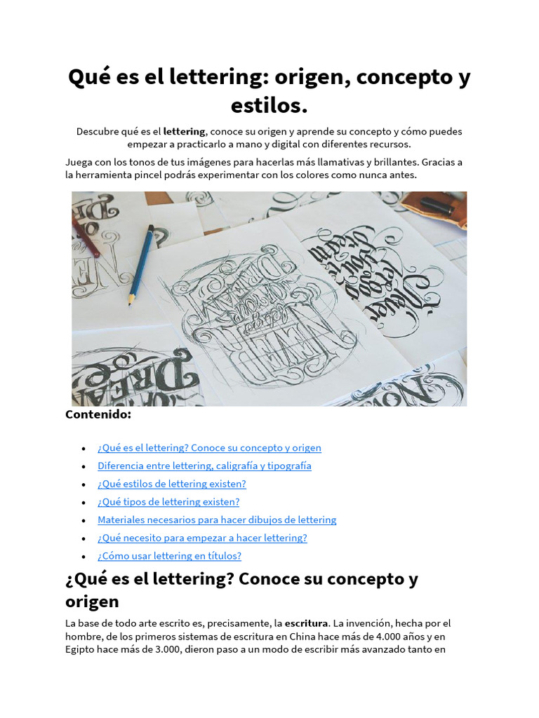 Introducción al Lettering: Origen y Concepto | PDF | Serif | Tipografía