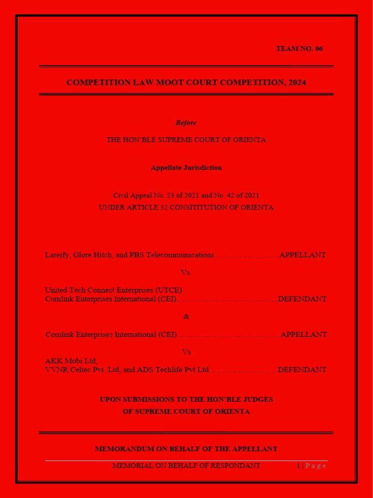 Competition MOOT COURT DEFENDANT | PDF | Monopoly | Pricing