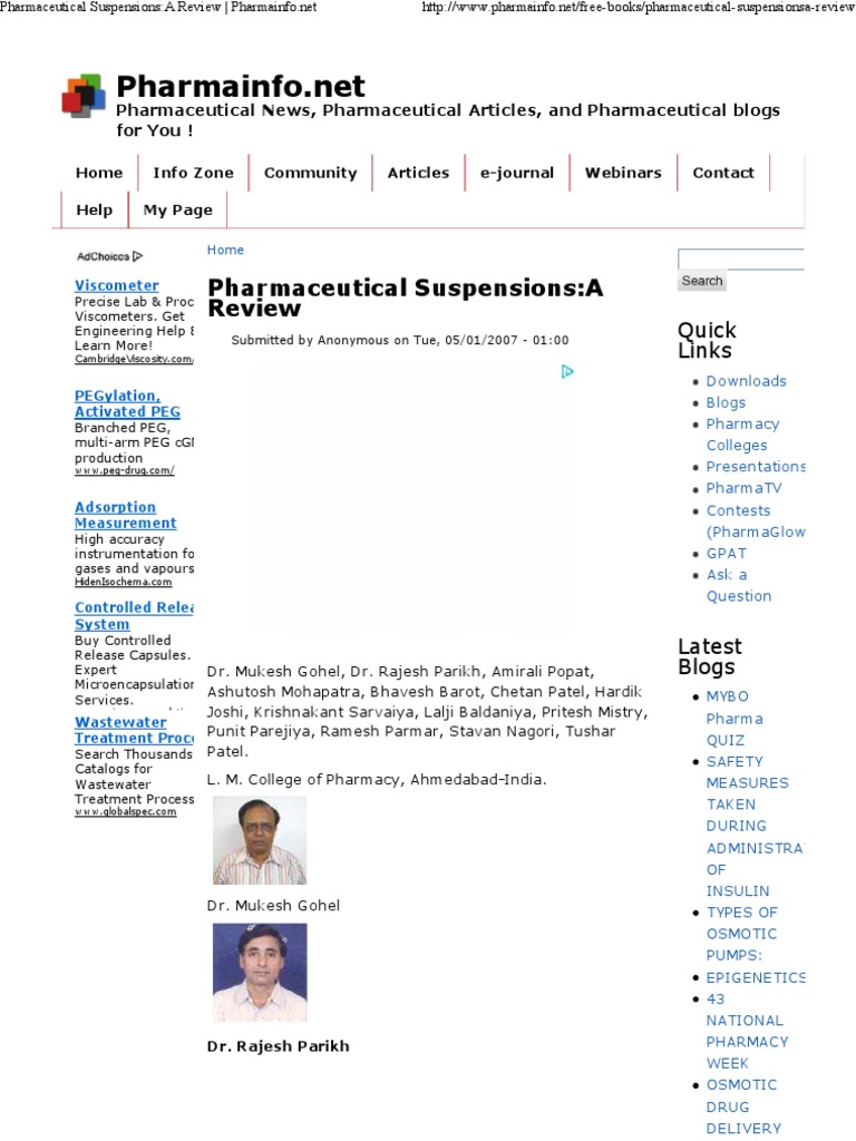 Pharmaceutical SuspensionsA Review Pharmaceutical News