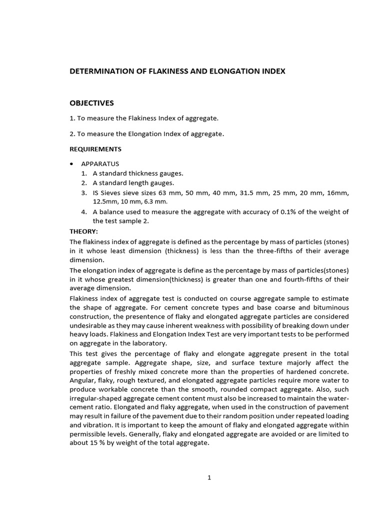 FLAKINESS AND ELONGATION TEST | PDF | Concrete | Road Surface