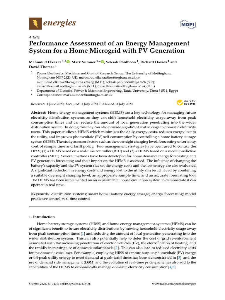 Home Microgrid Energy Management System | PDF | Photovoltaics ...