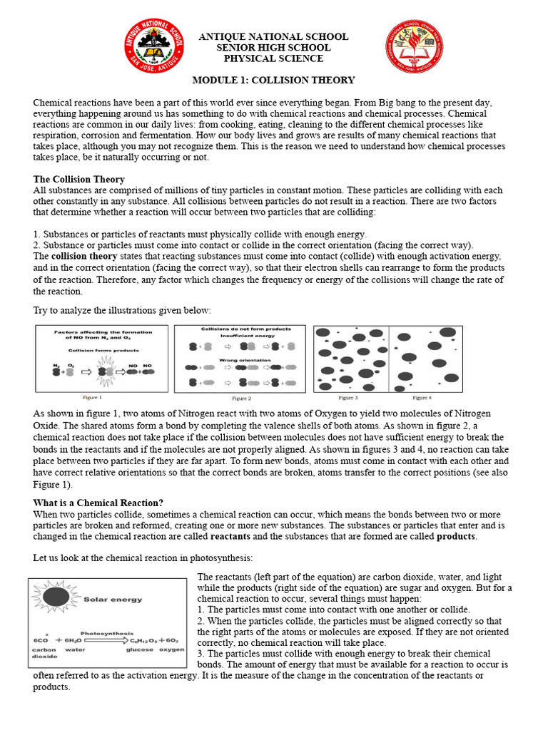 PHYSICAL SCIENCE Handouts 4Q | PDF | Reaction Rate | Chemical Reactions