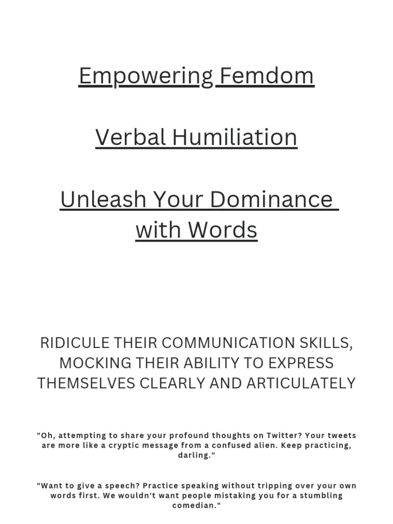 Verbal Humiliation | PDF | Thought | Self Esteem