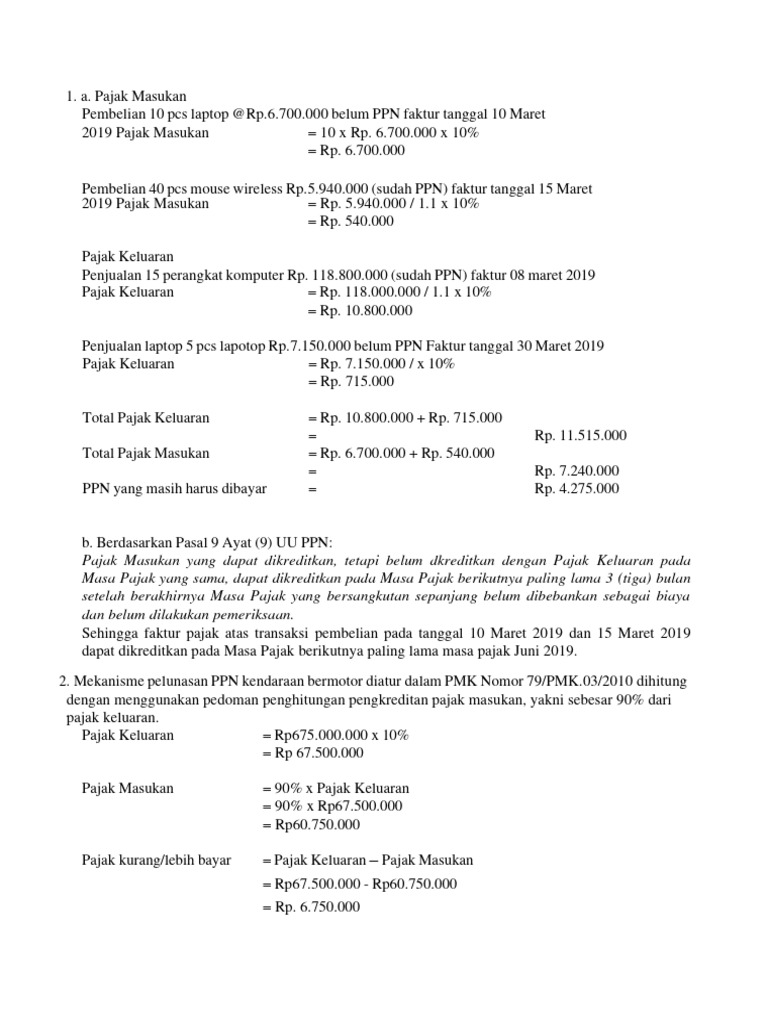 Penghitungan PPN dan Pajak Masukan 2019 | PDF | Bisnis | Pengelolaan ...
