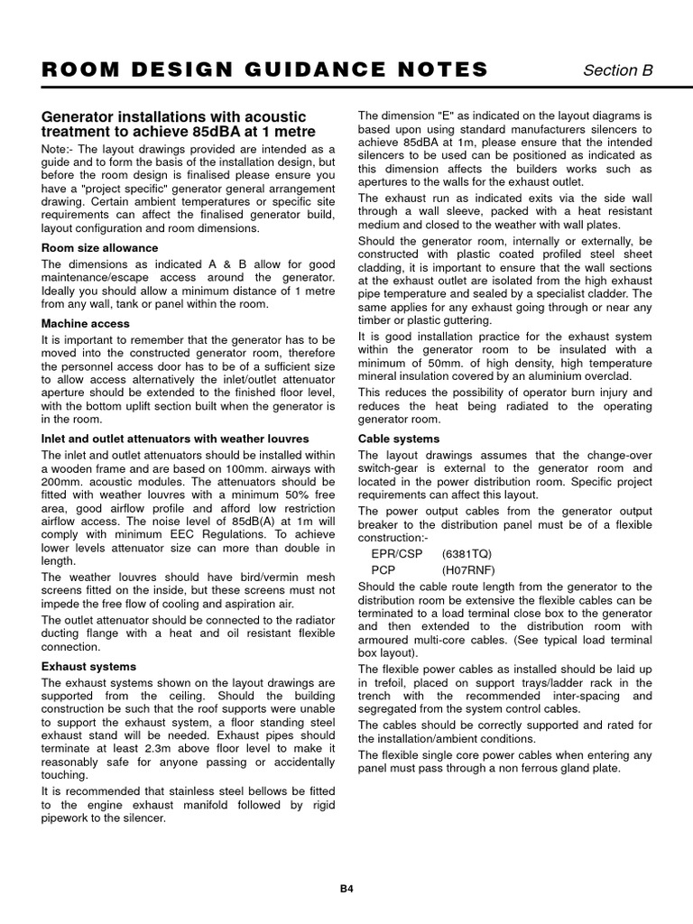 Generator Room Design Guidelines | PDF | Wall | Duct (Flow)