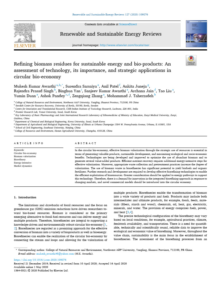 Biorefining Biomass for Sustainability | PDF | Biorefinery | Anaerobic ...