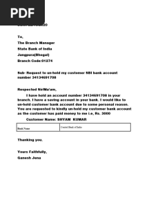 Unhold Sbi Letter