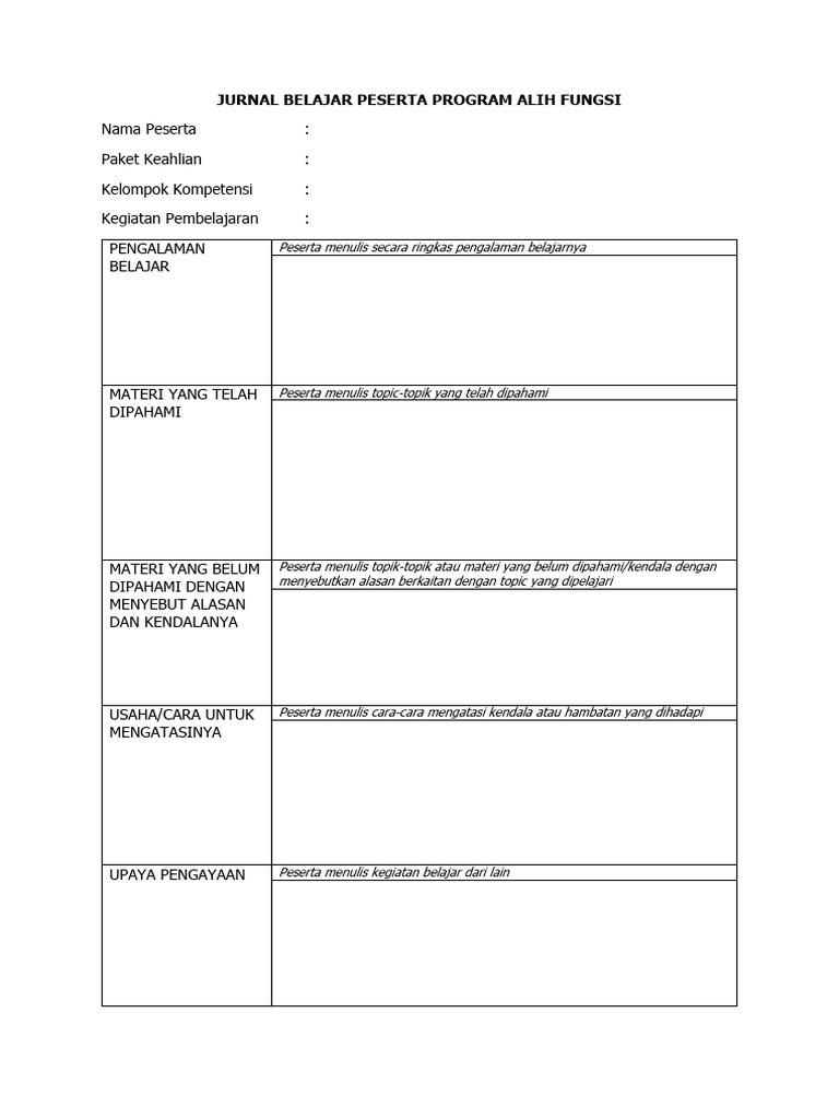 Jurnal Pembelajaran Peserta Alih Fungsi | PDF | Karier & Perkembangan