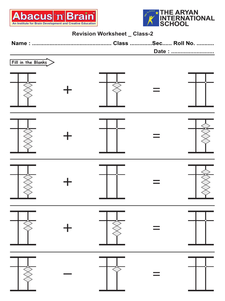 Class 2 Abacus Revision Sheet | PDF | Computers