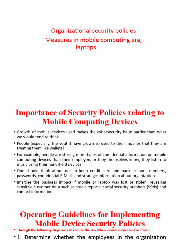 Mobile Device Security Policies Guide | PDF | Security | Computer Security