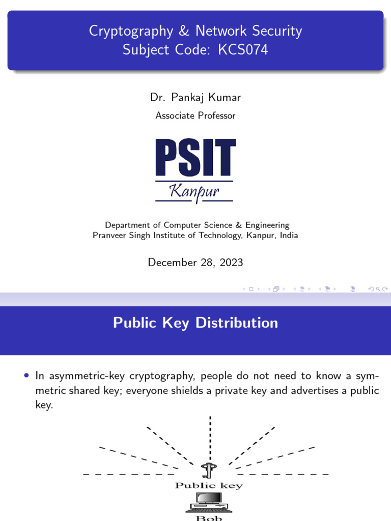 Public Key Distribution in Cryptography | PDF | Public Key Certificate ...