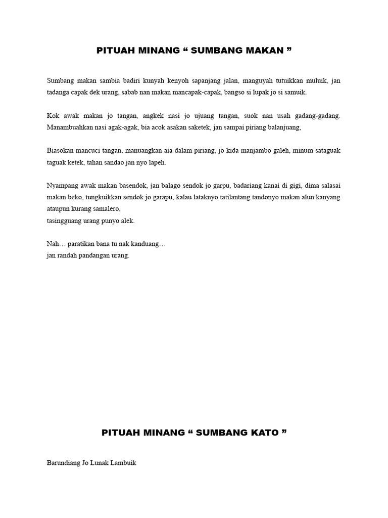 Pituah Minang Sumbang 12 | PDF