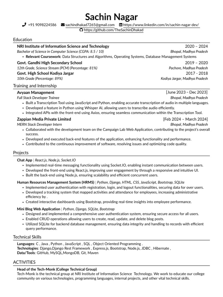 Full Stack Developer Resume Summary | PDF | Compiler | Software Development