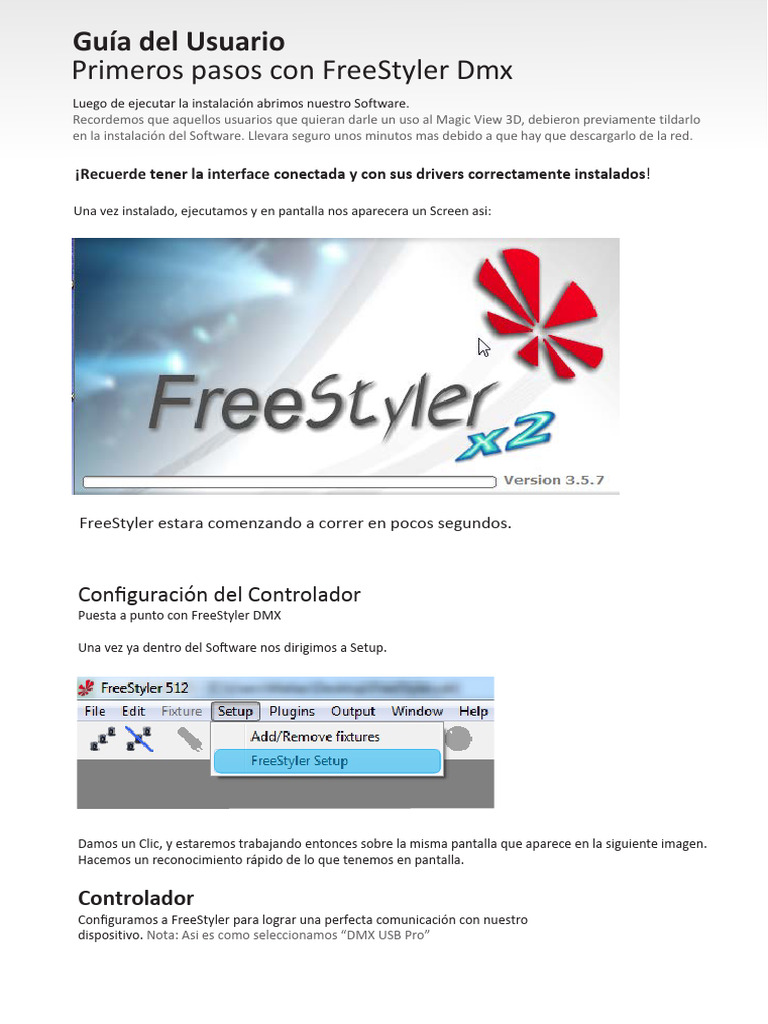 Guía de Configuración FreeStyler DMX | PDF | Ventana (informática) | Poco