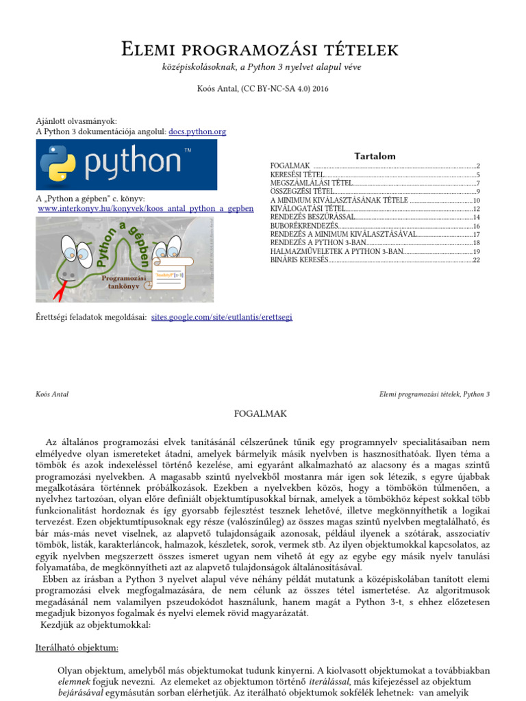 Elemi Programozási Tételek | PDF