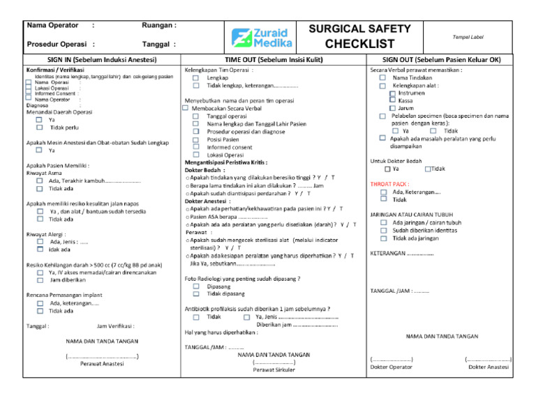 Surgical Safety Checklist ZM | PDF | Technology & Engineering