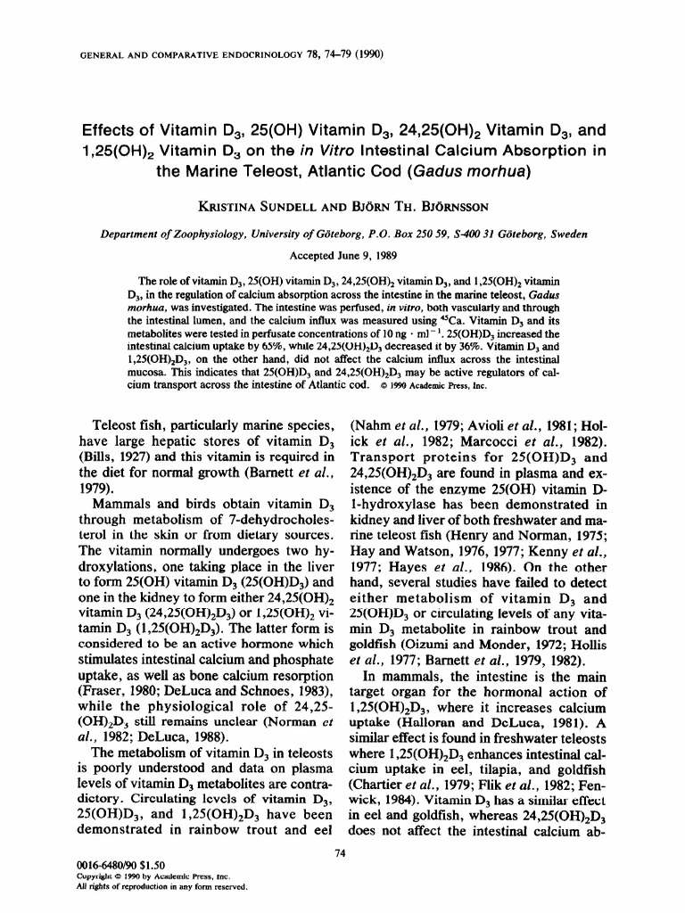  1990 effects of vitamin d3 25 oh vitamin d3 24 25 0h vitamin d3