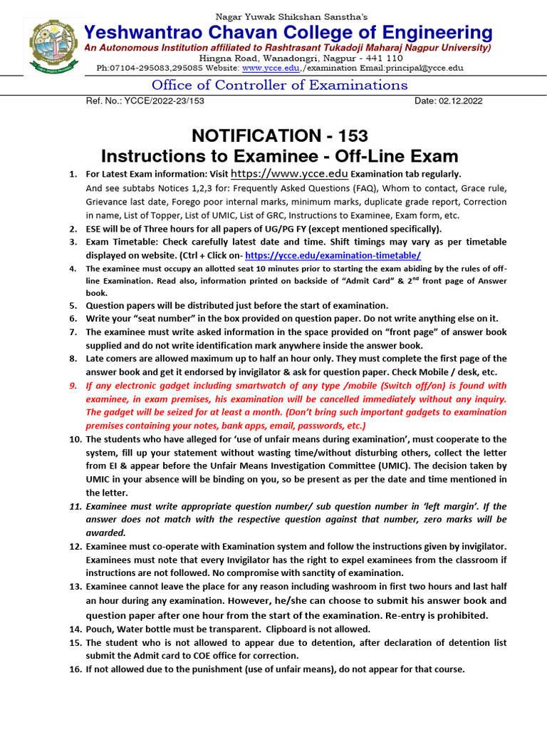 Instructions to Examinee_Offline Exam-ESE (1) | PDF