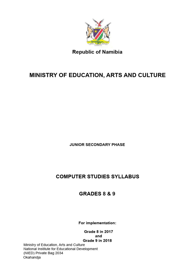 Computer studies grade 8 9 syllabus namibia pdf operating system