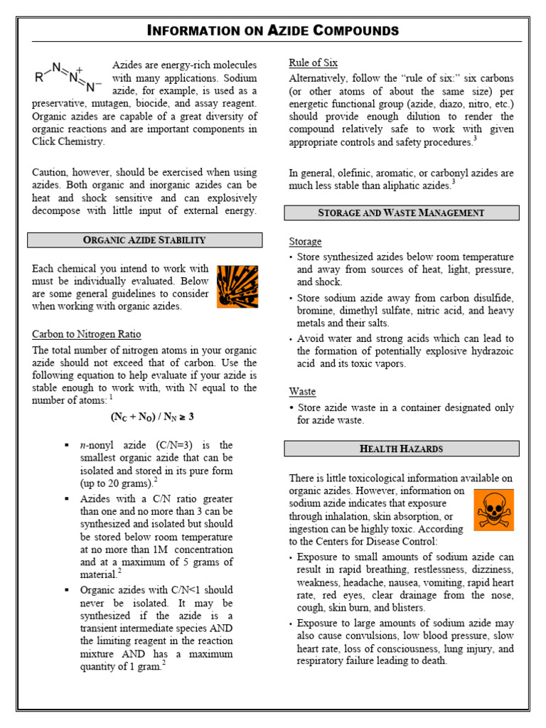 Azides MSDS | PDF | Nitrogen | Organic Compounds