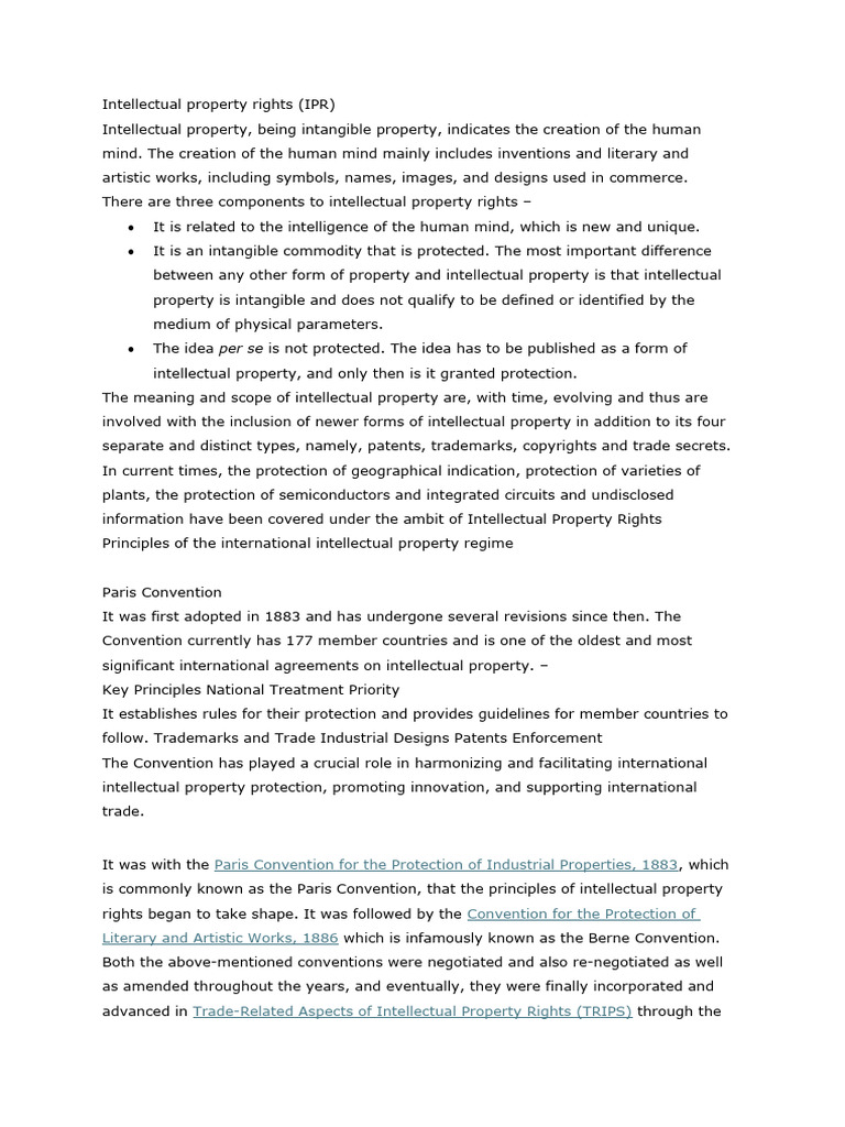 Intellectual Property Rights Pdf Intellectual Property Patent