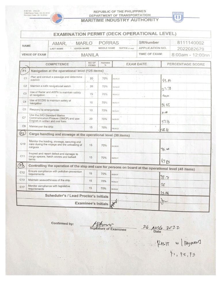 Marina Exam Example PDF