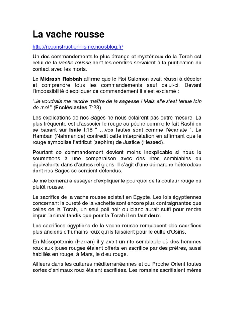 La Vache Rousse | PDF | Sacrifice | Osiris