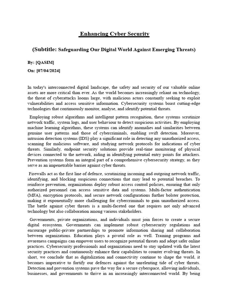 Cybersecurity Strategies Against Threats | PDF | Security | Computer ...