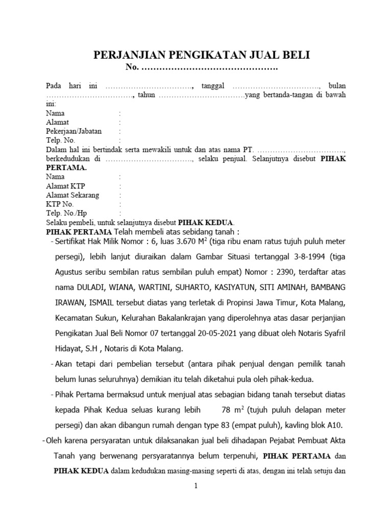 02 Rencana Perjanjian Pengikatan Jual Beli | PDF