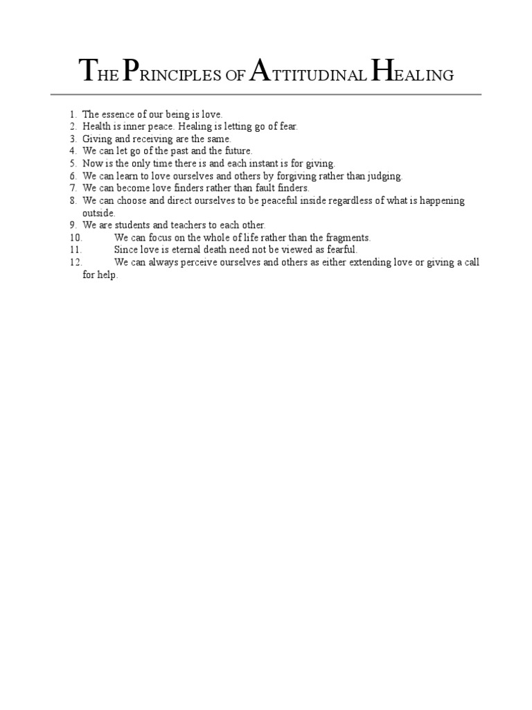 Principles of Attitudinal Healing | PDF