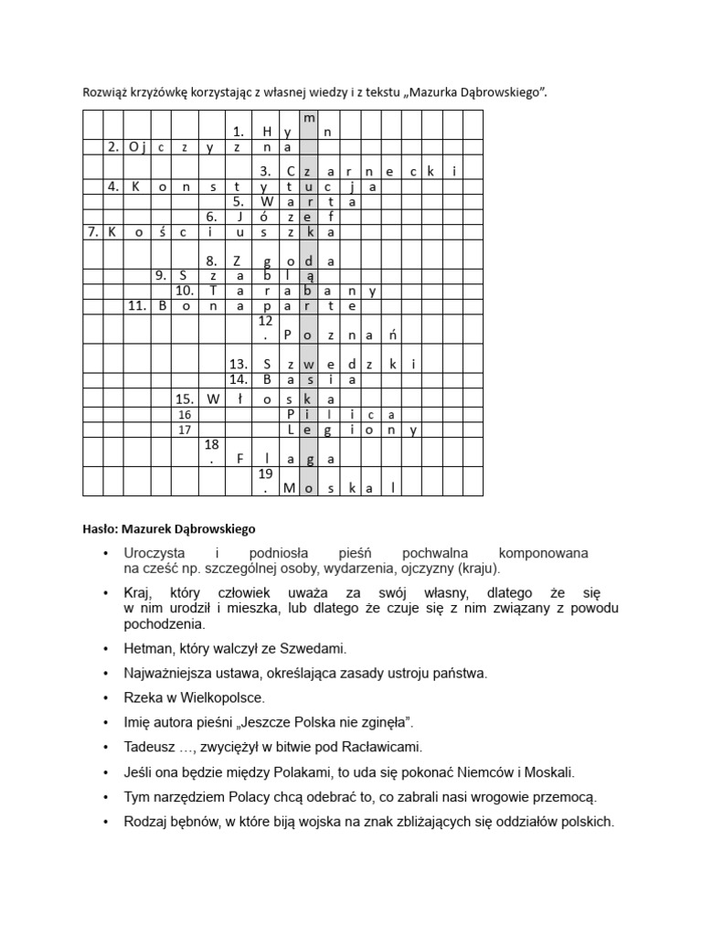Hasło: Mazurek Dąbrowskiego | PDF