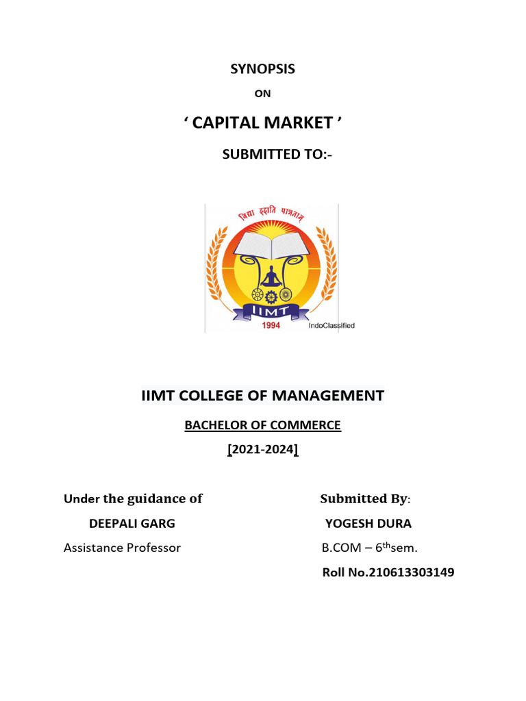 Yogesh Project Pdf Stocks Business