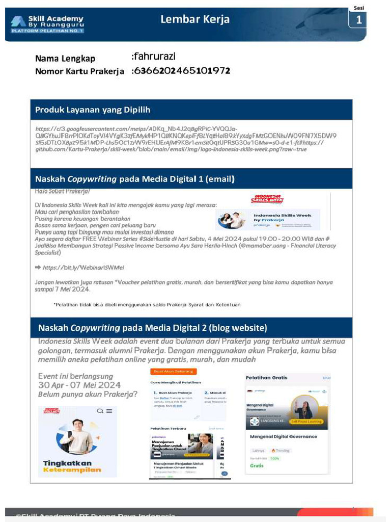 Tpm 1 Menerapkan Teknik Dan Formula Copywriting Fahrurazi Pdf